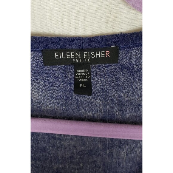 Eileen Fisher Cardigan PL Button Front Deep Purple Semi Sheer Lightweight Casual - Picture 3 of 7